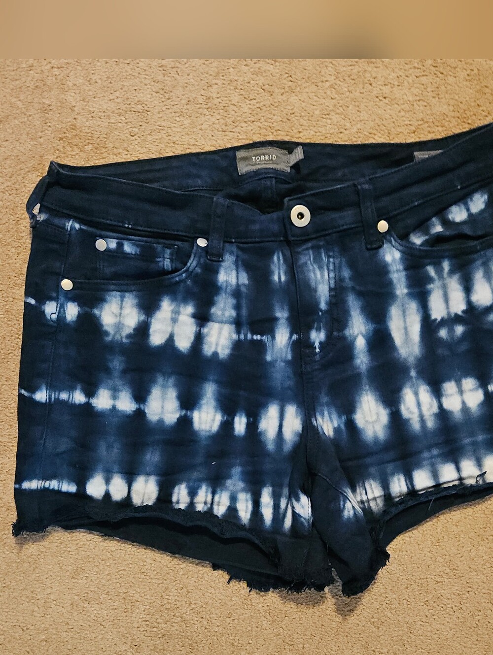 torrid Navy White Tie-Dye Denim Shorts